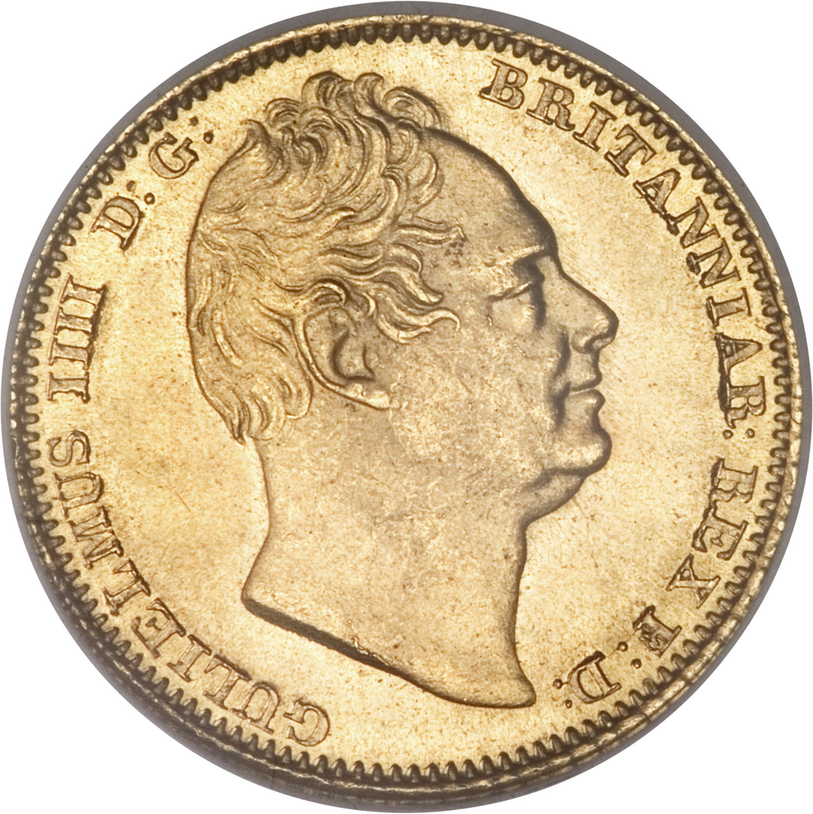 ½ Sovereign - William IV small type obverse