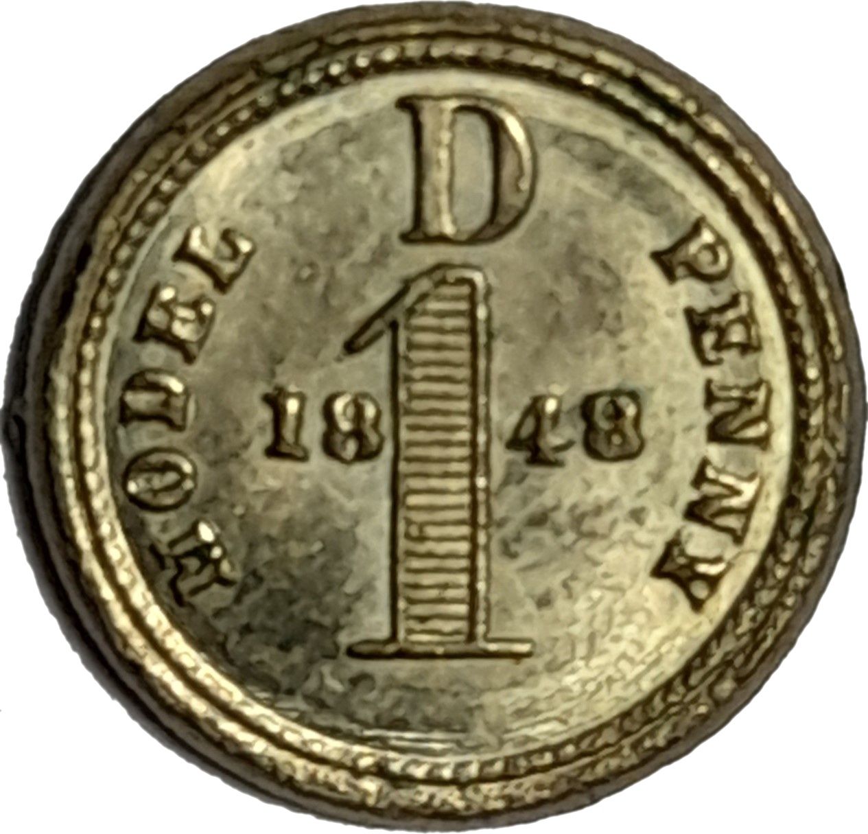 Model penny Victoria 1848 reverse