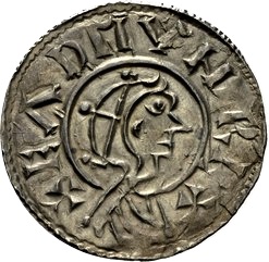Penny - Eadmund Helmeted portrait type obverse