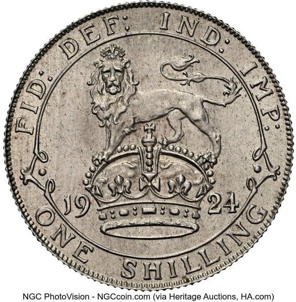 Shilling - George V 2nd coinage; Pattern reverse