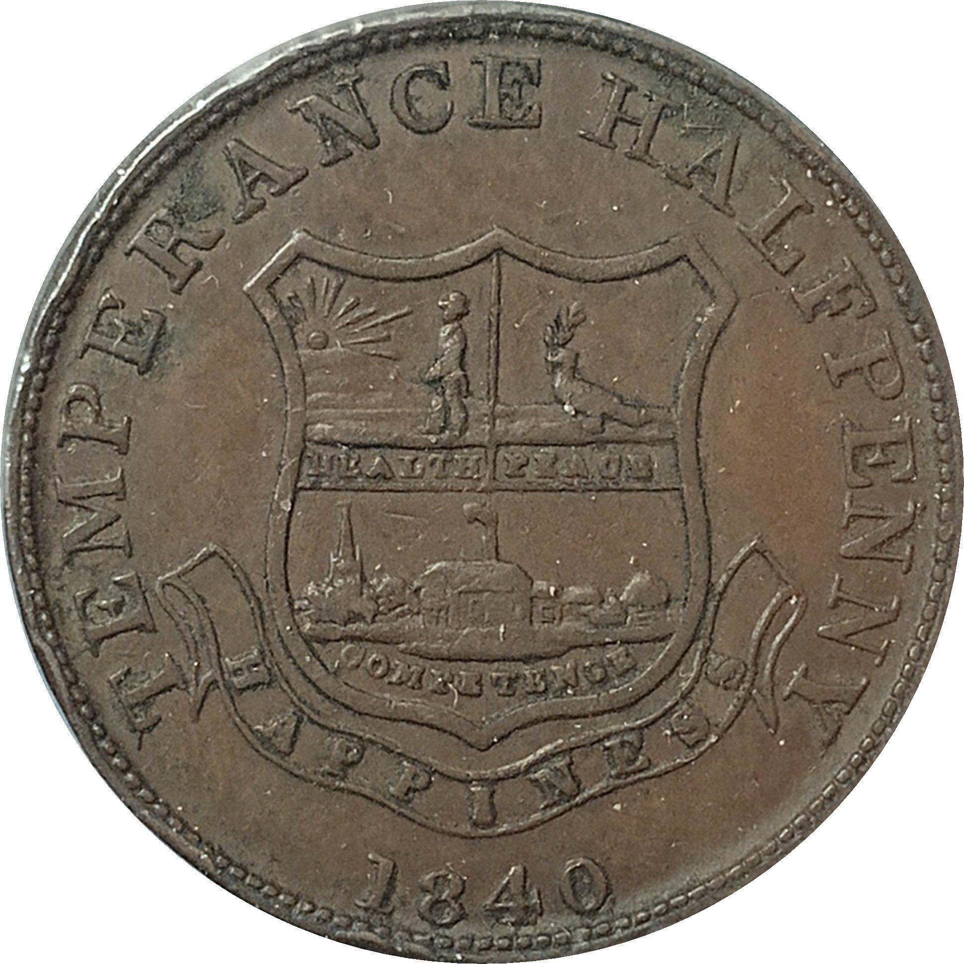 Temperance Half Penny obverse