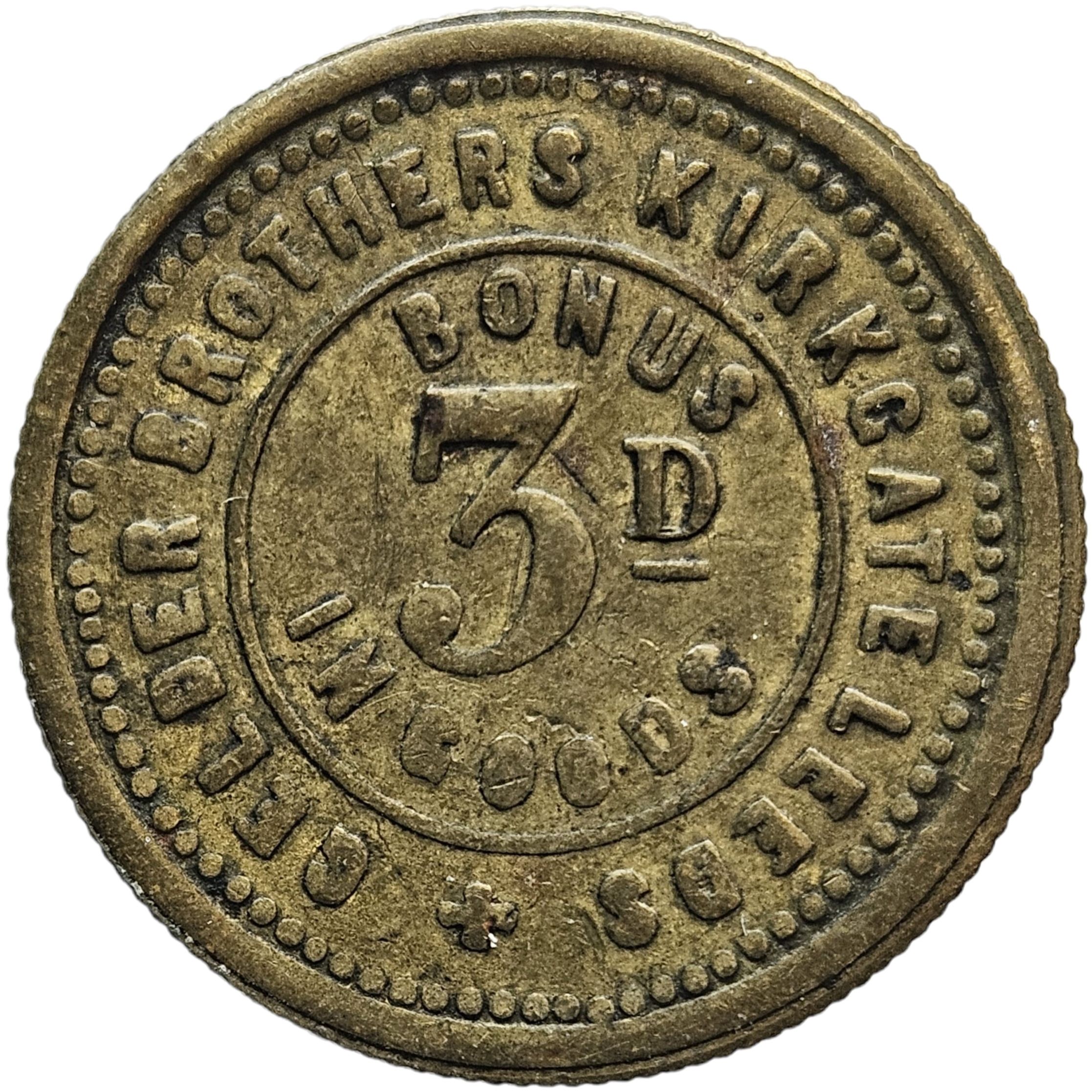 Token - 3 Pence Kirkgate, Leeds reverse