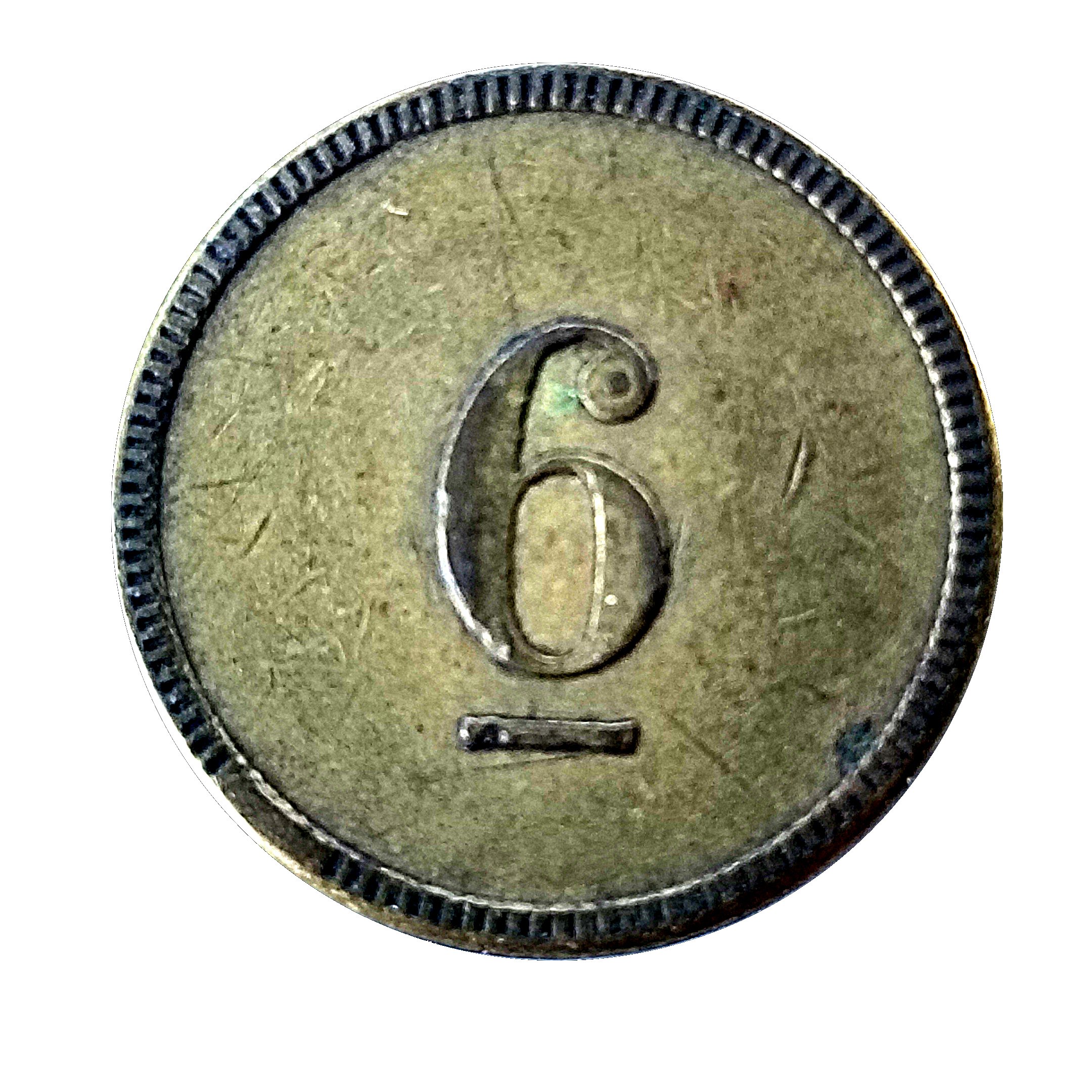 Token - 6 Underlined obverse
