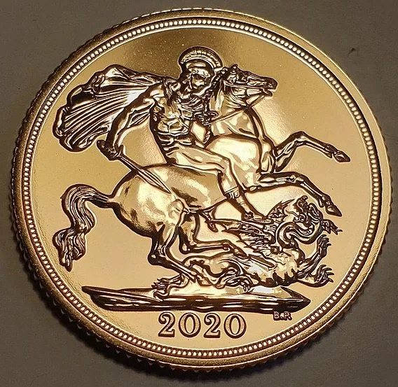 2020 sovereign reverse Reverse of a 2020 gold sovereign