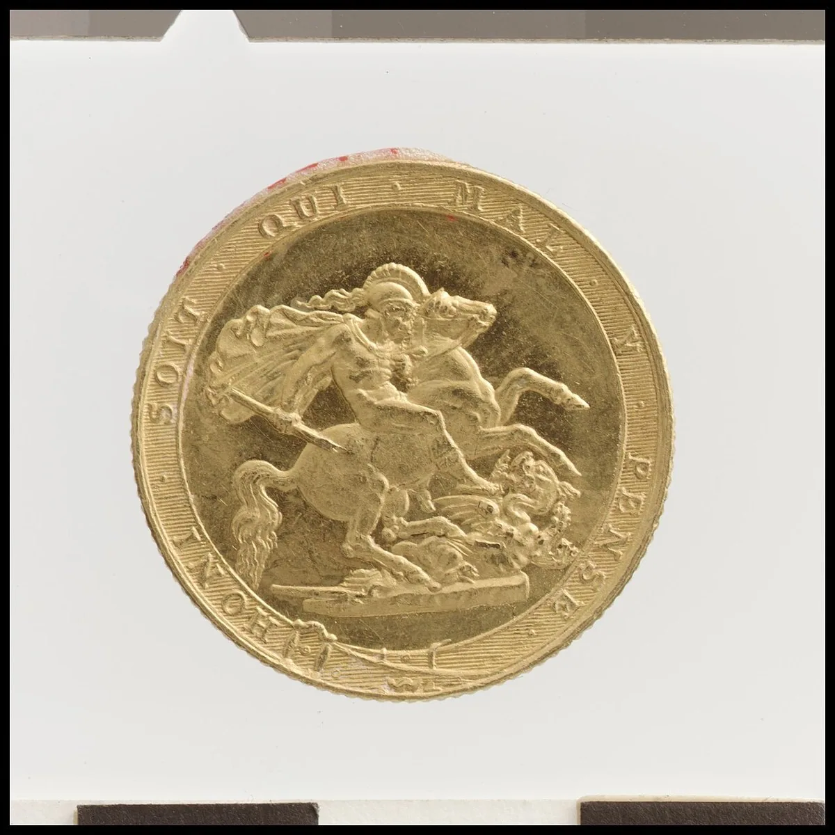 George III pattern sovereign (1816) George III pattern sovereign with St George and the dragon reverse, from a museum collection