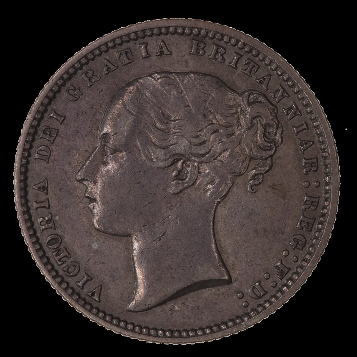 1873 shilling obverse Obverse of a Victorian shilling dated 1873