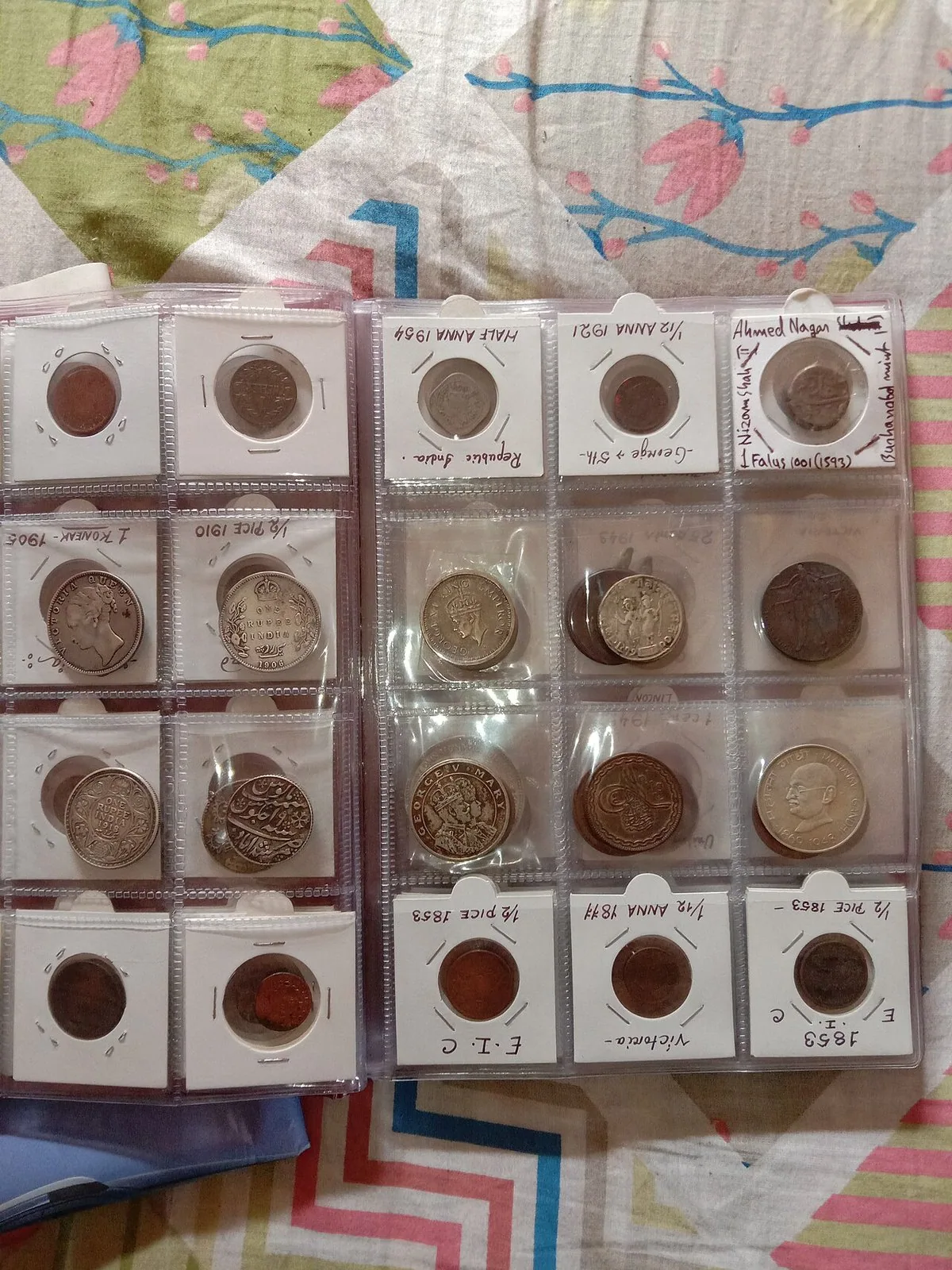 Coin album pages with antique coins Coin album pages full of antique coins
