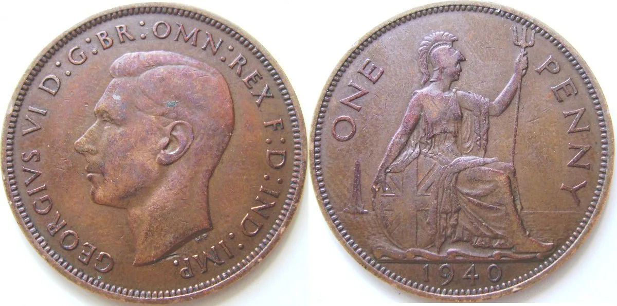 George VI penny George VI penny with Britannia reverse