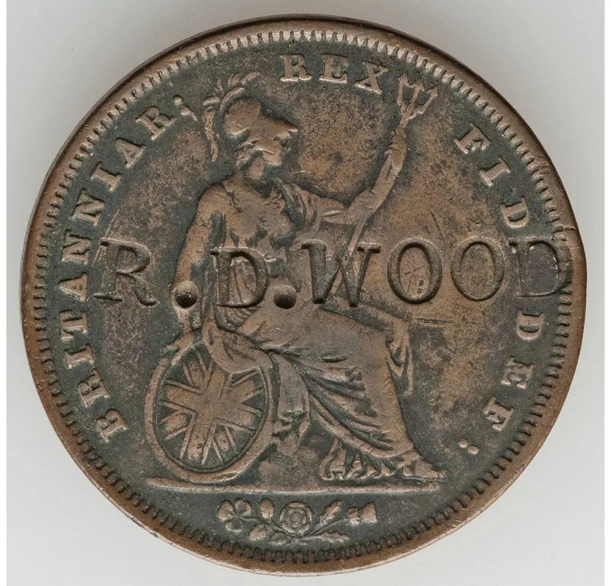 Penny (1831) reverse Reverse of an 1831 British penny showing Britannia