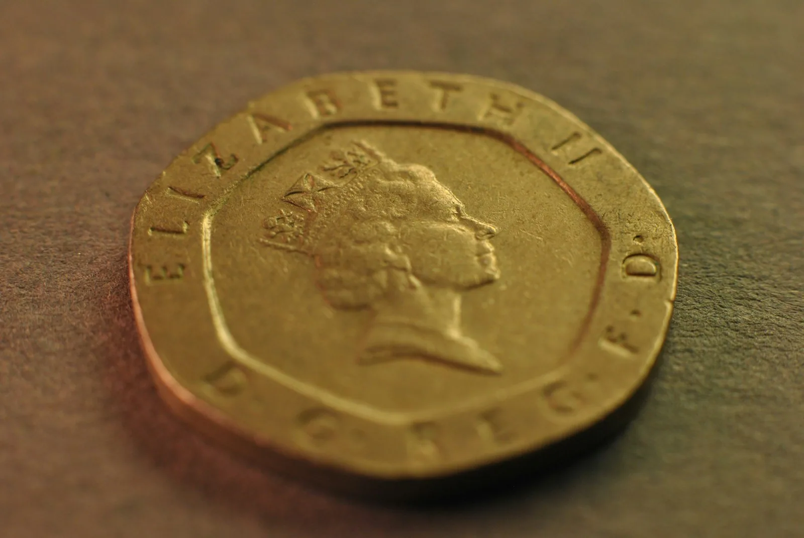 20p coin macro Macro photograph of a UK 20p coin