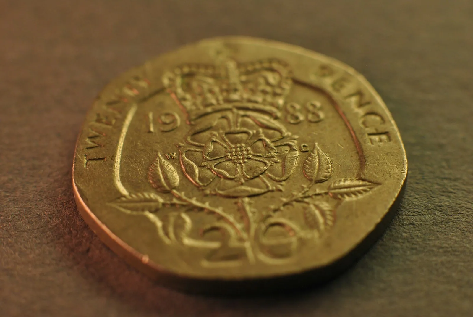 20p coin macro Macro photograph of a UK 20p coin