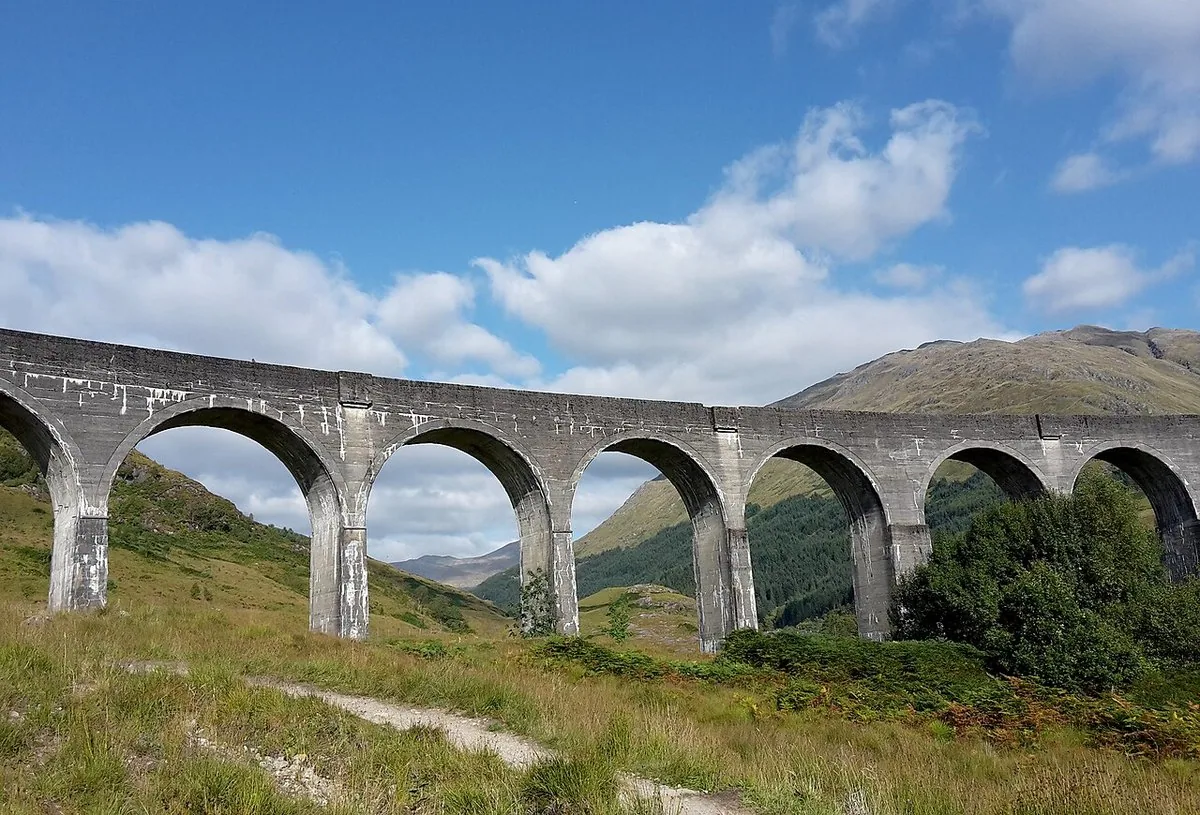 Glenfinnan Viaduct crossing a Scottish valley