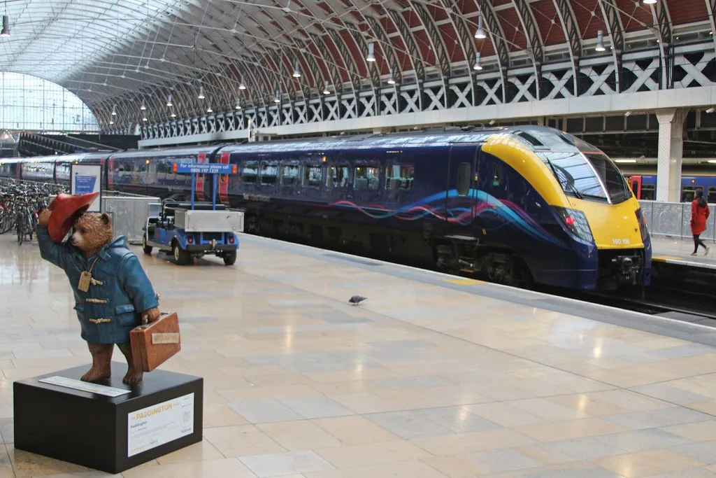The Paddington Bear statue at Paddington station, London