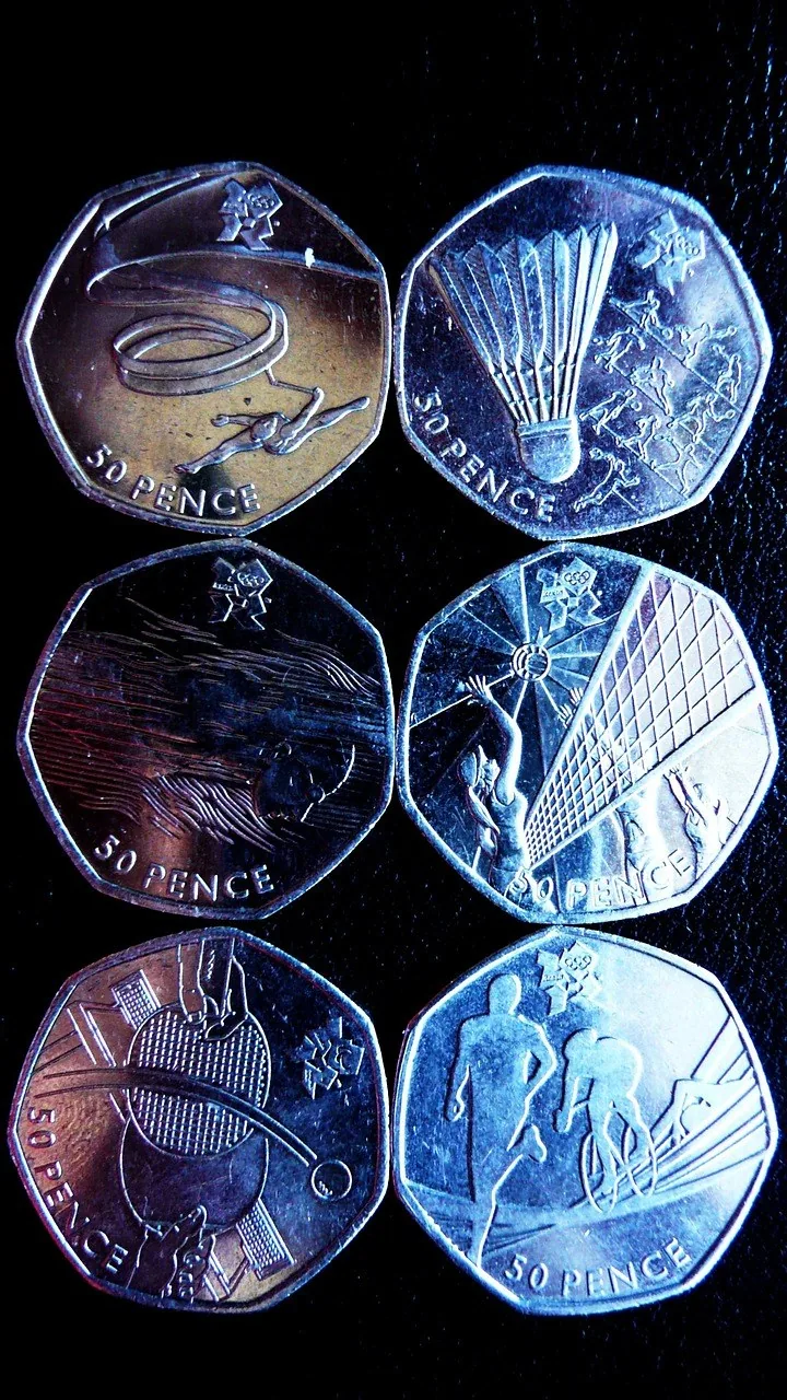Olympic sports 50p coins Reverse designs of Olympic sports 50p coins