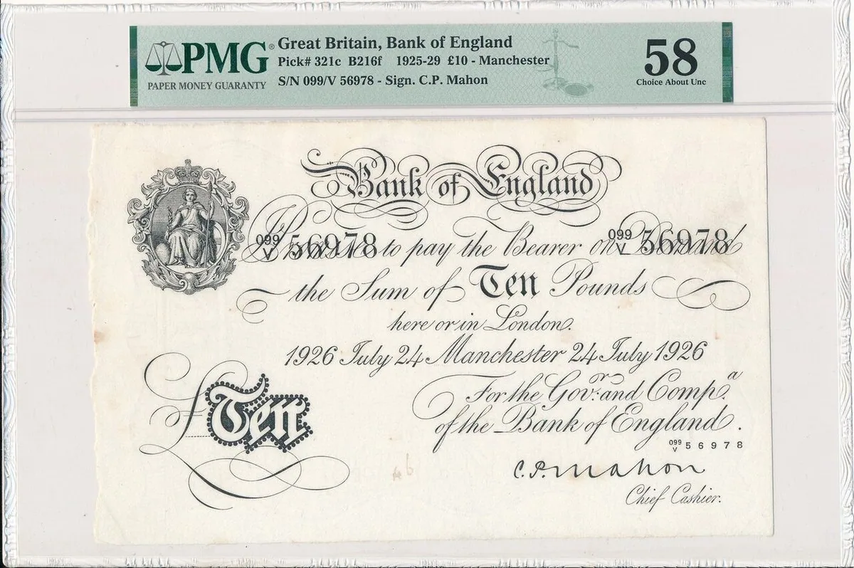 A 1926 Bank of England ten pound banknote