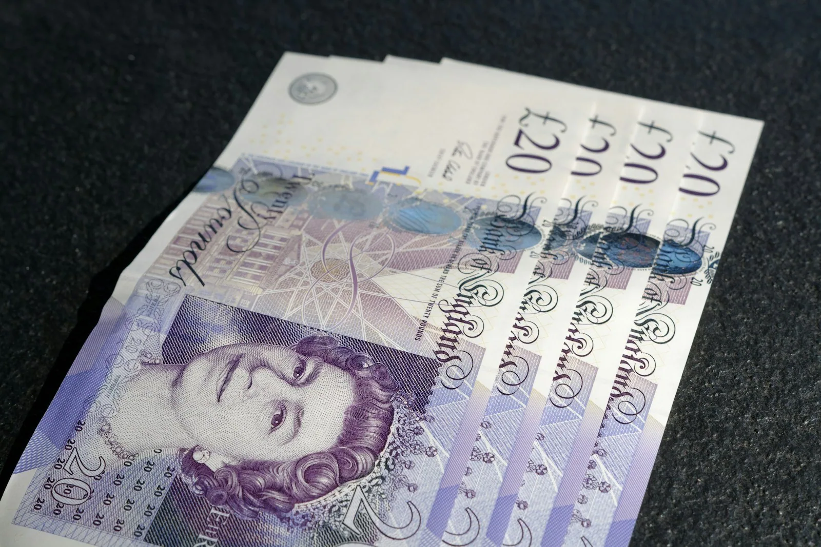 Close-up of a Bank of England £20 note