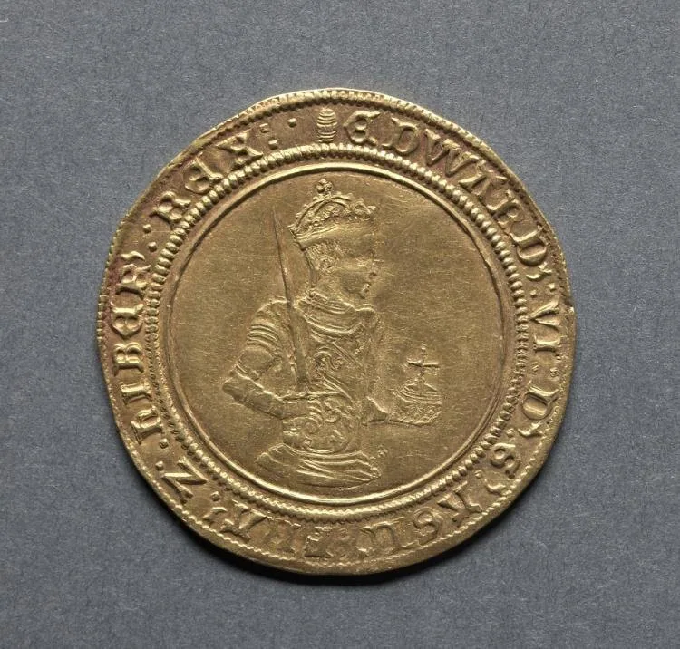 Obverse of an Edward VI gold sovereign of twenty shillings